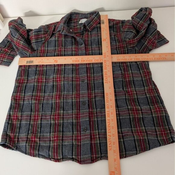 LL Bean Scotch Plaid Flannel Shirt Mens Size Large Gray Relaxed Fit Button Front - Picture 6 of 8